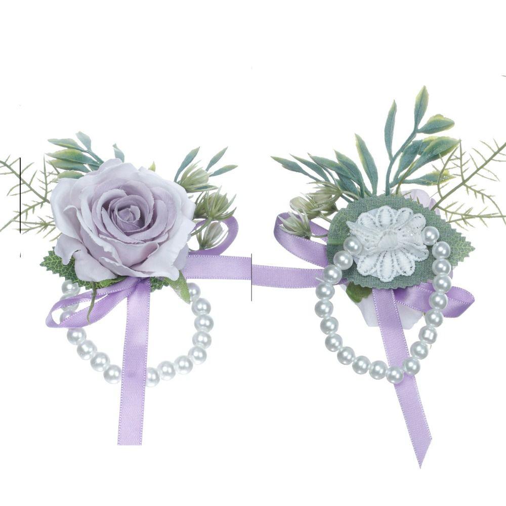 Имитация Цветка Жених-невеста Корсаж Романтичный Роза Корсаж Простой Жемчуг Запястье Цветок Сестры