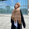 Two Tone Thousand Bird Grid Scarf Women's Winter Korean Edition Versatile Thick Women's Autumn/Winter Warm Scarf