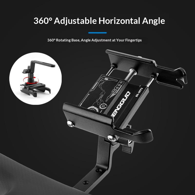 BENGGUO BG-2973 Road Bike Phone Holder Adjustable Aluminum Alloy Handlebar Mount, Black