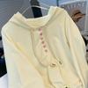 2025 Spring/Autumn Women's Milk White Hooded Sweatshirt - Loose Fit, Casual Versatile Pullover