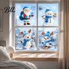 Holiday Glass Decals Christmas Static Sticker, Santa Claus Snowman Reindeer Window Snowflake Pattern Sticker Cling, Reusable Waterproof Decorative