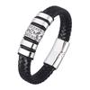 Hand-Woven Accessories Combination Men's Stainless Steel Luxury Men's Black Leather Bracelet Valentine's Day Gift