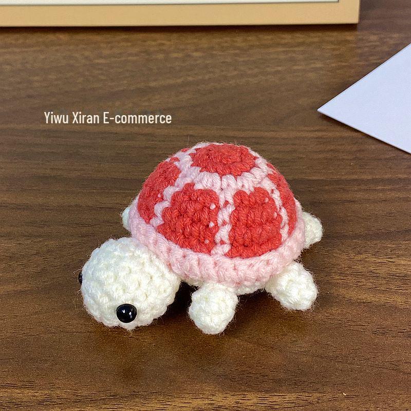 Милый брелок для ключей в виде черепахи, связанный крючком - мини-сумка из шерсти с рисунком