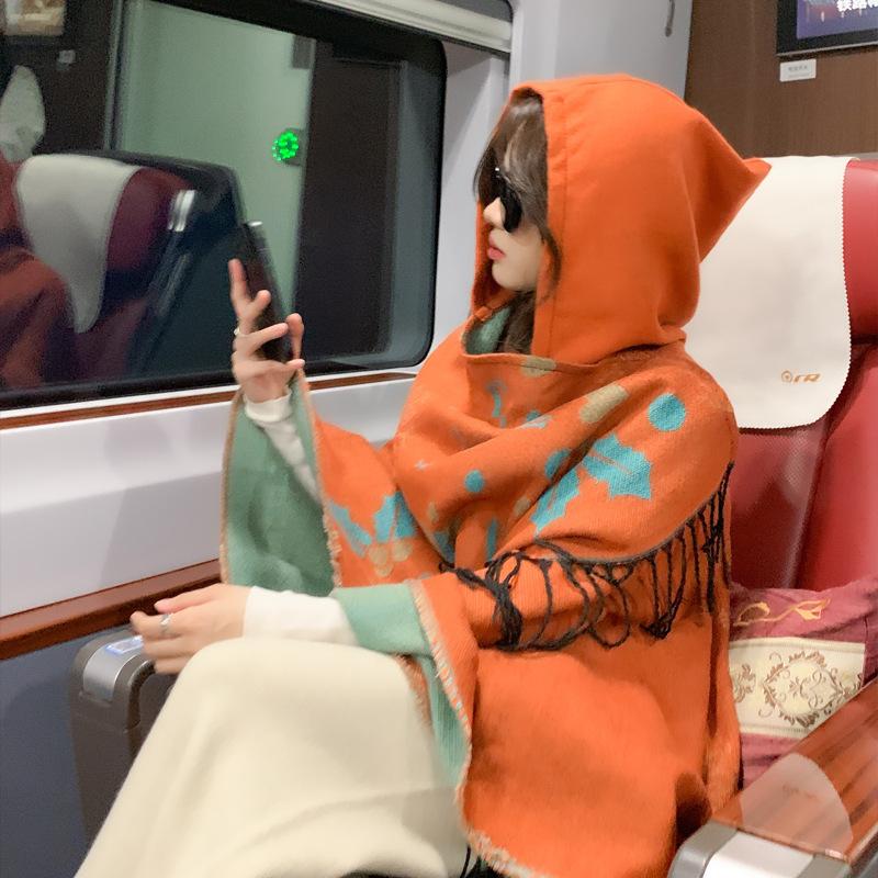 Дышащая, теплая и универсальная домашняя, осенне-зимняя женская шаль для путешествий, толстый плащ, одеяло с кондиционером