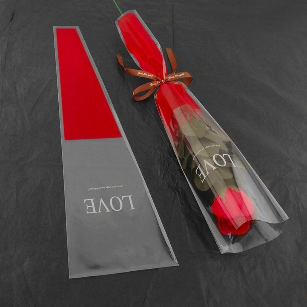50Pcs Single Flower Flower Wrapping Bag Love Single Rose Sleeves New Bouquet Wrapper Party Supplies