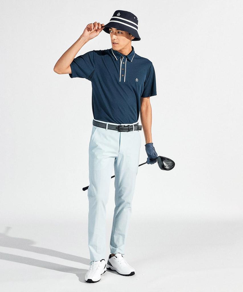 Munsingwear Standard Short Sleeve Polo Made in Golf NV00 Men's Shirt, Japan, Sunscreen, Moisture-Wicking, Quick-Drying, MG5SHS06M, Navy,