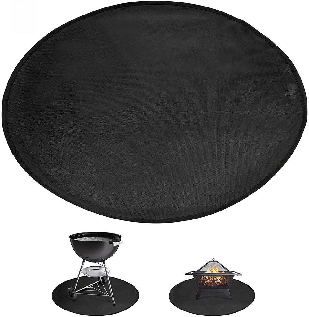 36" Черный Круглый Огнеупорный Коврик для Костра и Барбекю с Силиконовым Покрытием