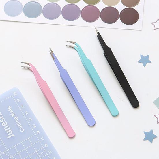 2 шт. DIY пинцет многоцелевой зажим плотно легкий металлический стикер для дизайна ногтей прямой изогнутый пинцет для подбора