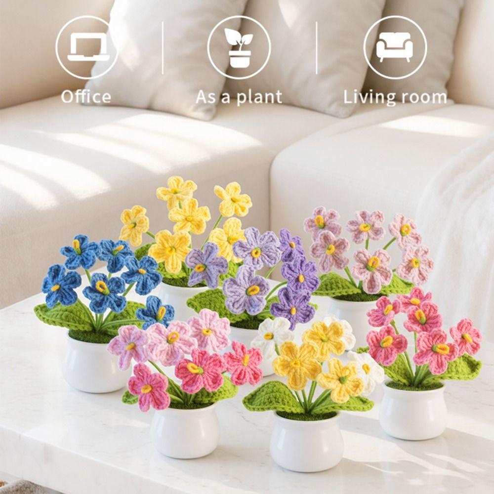 New Handmade Mini Crochet Flowers Multicolor Simulation Artificial Flower Bonsai Gift DIY Artificial Flower Mother's Day