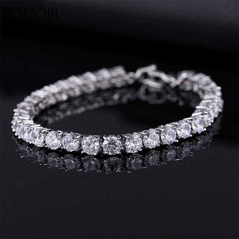 Luxury 4mm Cubic Zirconia Tennis Bracelets Iced Out Chain Crystal Wedding Bracelet for Women Men Gold Silver Color Bracelet