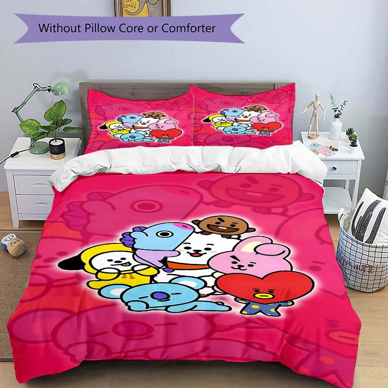 3pcs BT Characters Cover Set, 1 Cover + 2 Pillowcases (No Insert), Bedding for All Seasons, Bedding,Bedroom Decor yy250922003