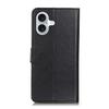 For iPhone 16 Case PU Leather Wallet Stand Litchi Texture Phone Cover - Black