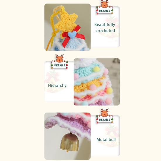 Рождественское украшение на елку многослойное мини-вязаное крючком рождественское дерево подвесное украшение