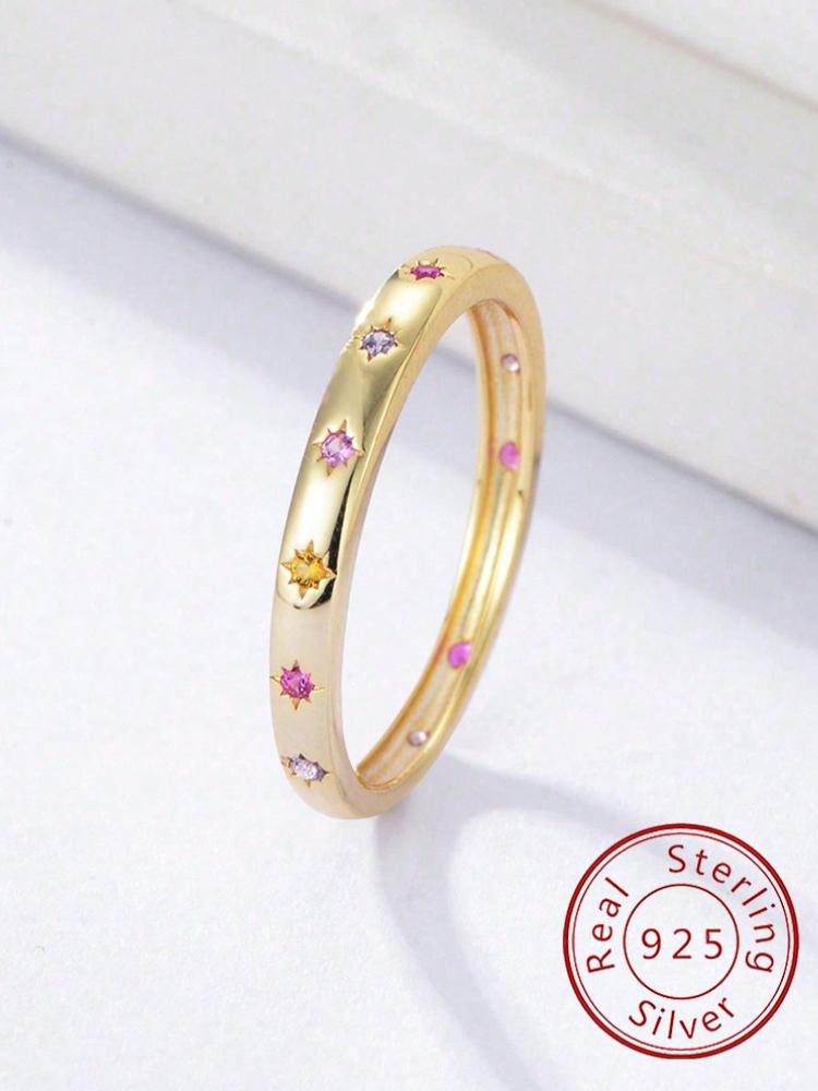 925 Silver Personalized Golden Mangxing Zircon Ring For Women Anniversary Fashion High Quality Fine Jewelry