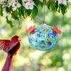 Кормушка для колибри из витражного стекла, каплевидная подвесная кормушка для птиц, кормушка для колибри с 2 цветочными отверстиями для кормления, для сада, двора