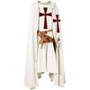 Mens Medieval Knight Crusader Templar Surcoat Halloween Costume with Hooded Cap Cloak Robe Cosplay Renaissance S-6XL