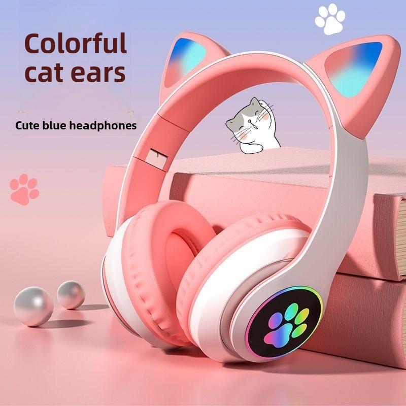 Cat Ear Luminous Headset STN-28 Girls' Cute E-sports Game Wireless Headset Bluetooth Headset