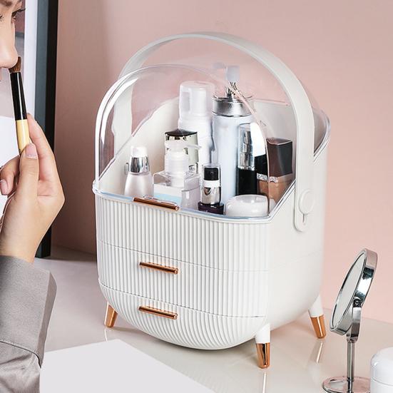 Makeup Organizer Storage Box with Drawers Large Capacity Handle Design Makeup Storage