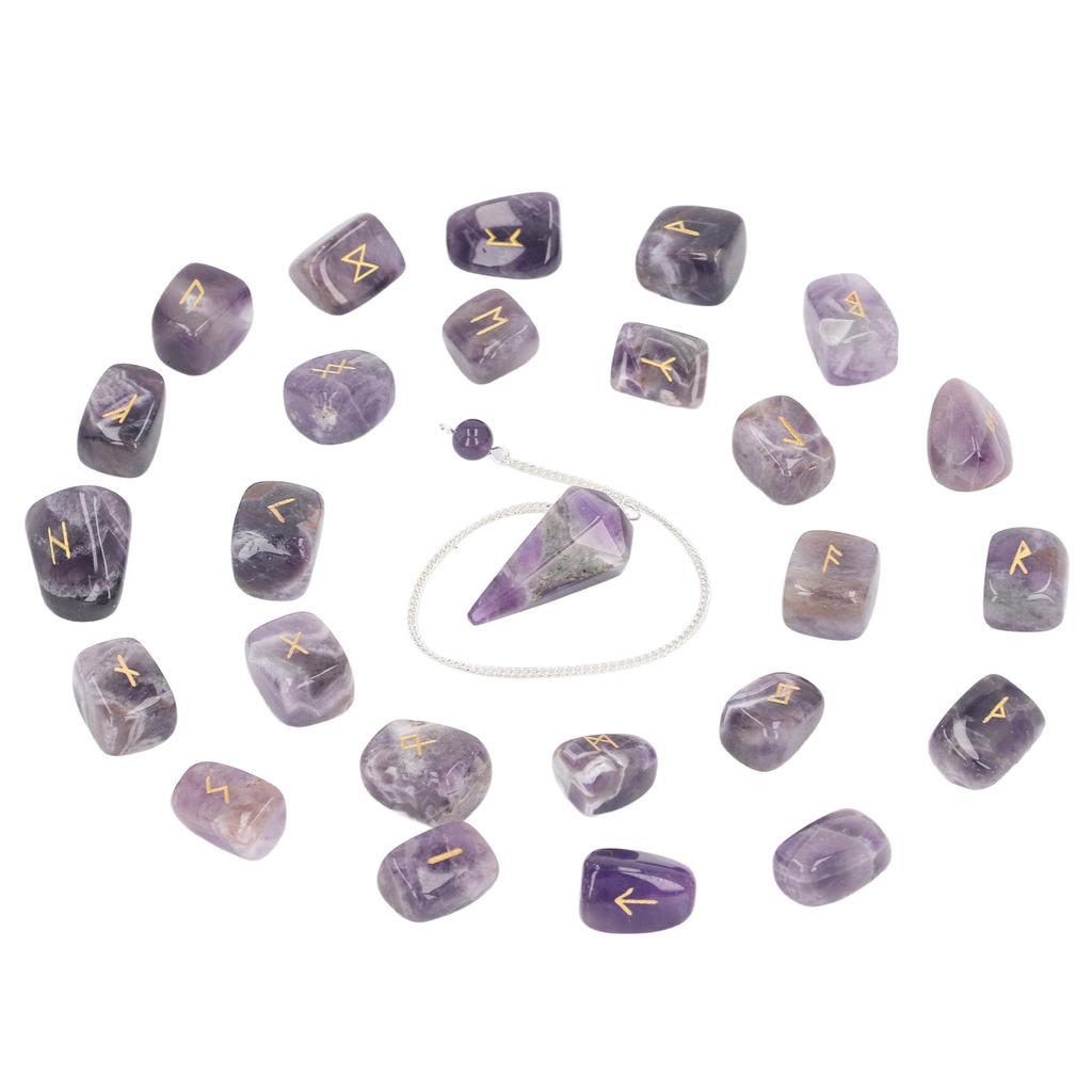 25 шт. рунические камни, целебные, сбалансированные, чакры, спокойный разум, надпись, кристалл с мешком-маятником для