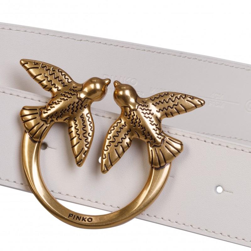Pinko Luxury Women's Leather Belt Love Berry Gold - Size: L