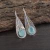 Aqua Chalcedony Handmade Gemstone Jewelry, 925 Solid Sterling Silver Earrings Unique Design Jewelry, For Women