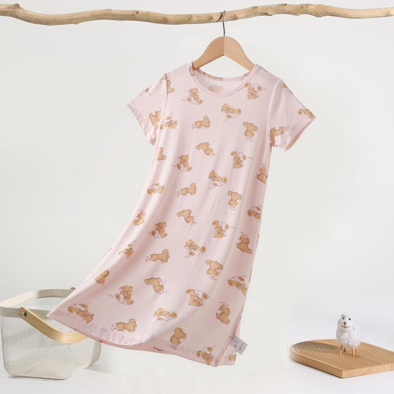 Летняя мультяшная ночная рубашка для девочек - Дышащая пижама свободного кроя для малышек