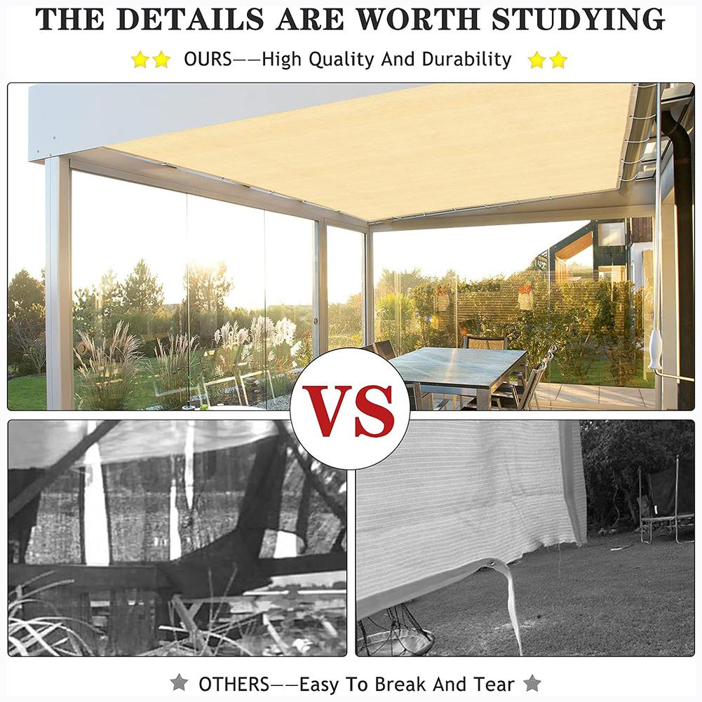 Pergola Deck Backyard Patio Sunshade with Grommets Fabric Screen Shade Cover Garden Sun Shade Netting for Garden Outdoor Pergola