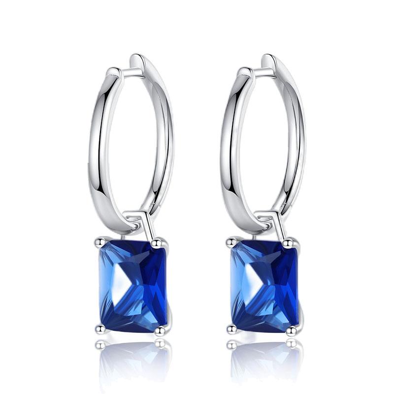 Серьги-кольца с синим цирконием для женщин, серебро 925 пробы, оригинальные серьги с цирконием, серьги U-образной формы, звезда, луна, роскошные ювелирные изделия, подарок