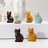 Natural Crystal Ore Mini Lucky Cat Ornament Crystal Raw Stone Animal Carving Piece Home Desktop Decoration Gift