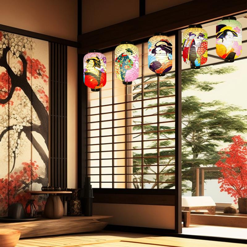Уличный водонепроницаемый фонарь в японском стиле Ukiyo-e Bistro Ramen Restaurant Izakaya Sign Festival Party Wedding Decor Background