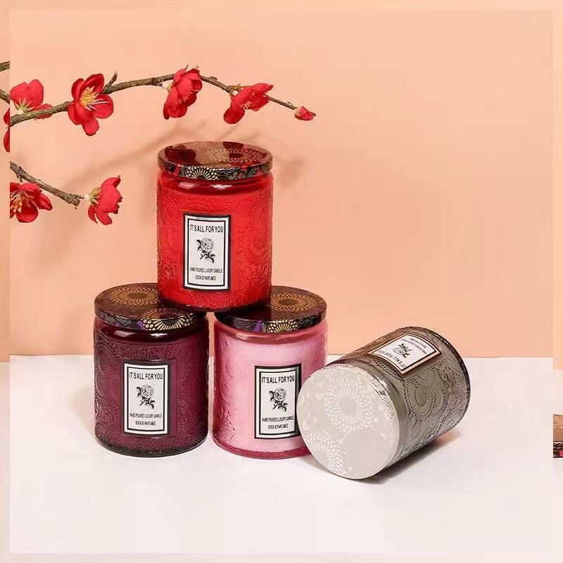 Ароматическая свеча в рельефном стакане, без растительного воска, романтический сувенир, в японском стиле