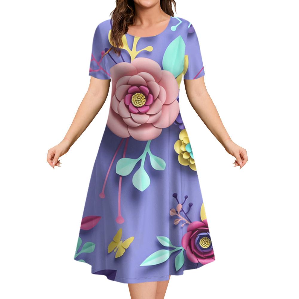 Summer Butterfly Print Women's Dresses Female Plus Size Long Dresses Elegant Dresses For Women's Clothing
