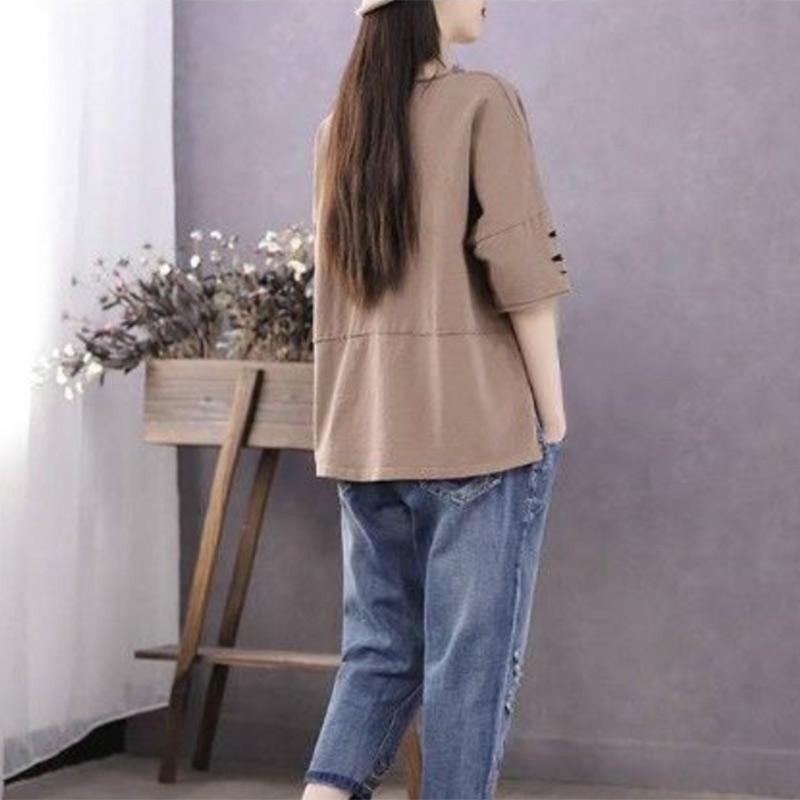 Чистый хлопок, круглый вырез, короткий рукав, большой размер, весенне-летний тренд, свободный топ, студенческая футболка