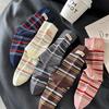Retro Color-blocking Striped Socks for Women, Mid-calf Socks In Autumn, Trendy Letter-label Pile Socks, Boneless Socks