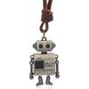 Fashionable and Minimalist Necklace Movable Robot Pendant Necklace Retro Metal Cowhide Necklace