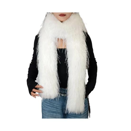 Women Scarf Solid Color Imitation Turkey Feathers Long Scarf Autumn Winter Warm Scarf Daily Party Street Wear