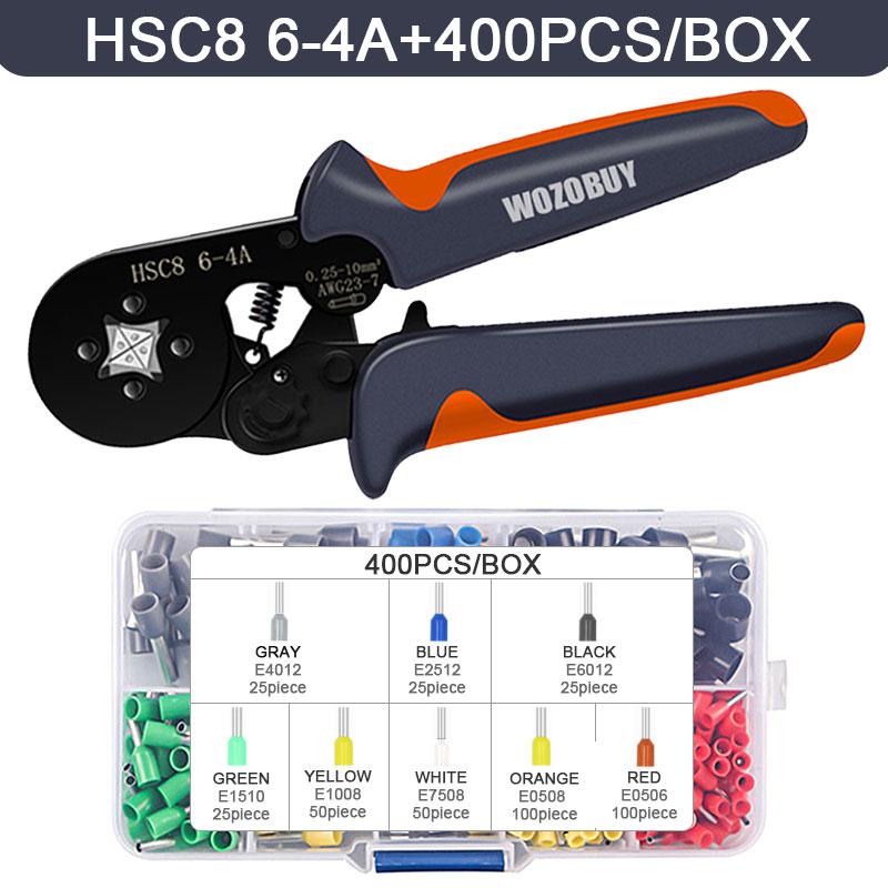 WOZOBUY Hexagonal Self-Adjustable Ratchet,Ferrule Crimping Tool Kit, Crimper Kit with 400/800/1200/1800/1900pcs Wire Terminals