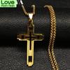 Fashion Cross Stainless Steel Choker Necklace For Men Gold And Silver Color Statement Necklace Jewelry Collares Largos N1173s02