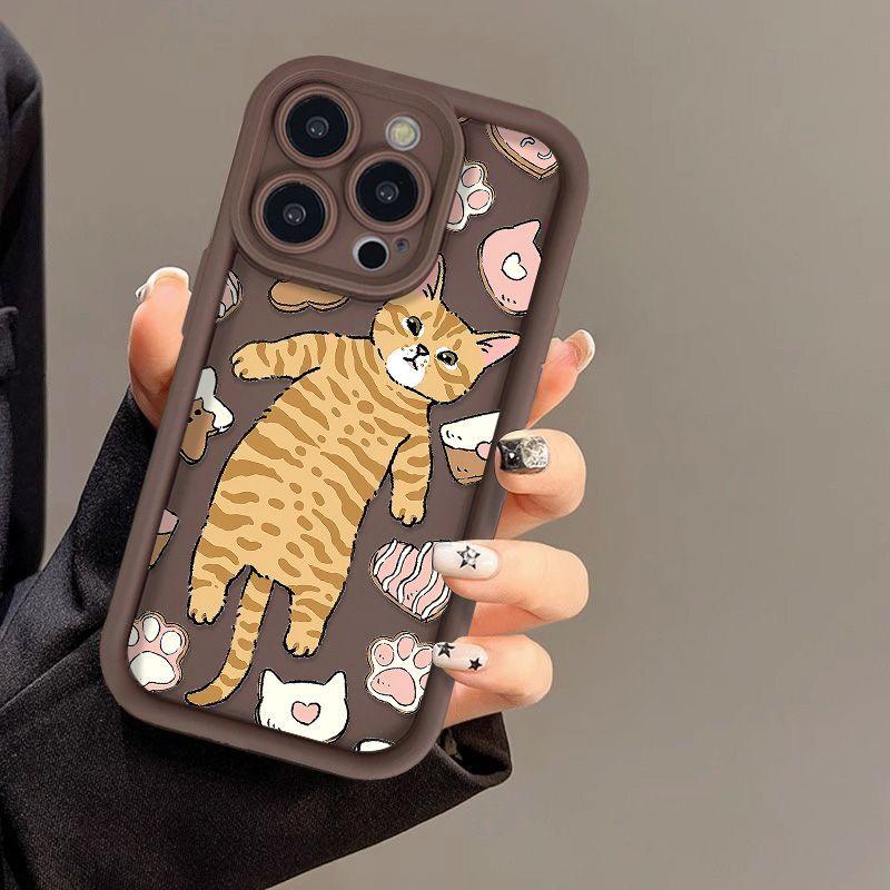 Милый кот подходит для чехла на телефон iPhone17 Apple 17promax новый 14 мелкие отверстия 13/12 заводской 11