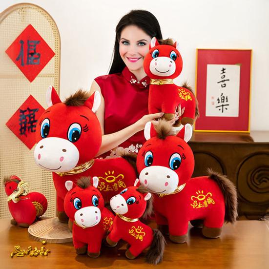 2026 Год Лошади Плюшевая Игрушка Красная Маленькая Лошадка Кукла Вышивка Настольное Украшение
