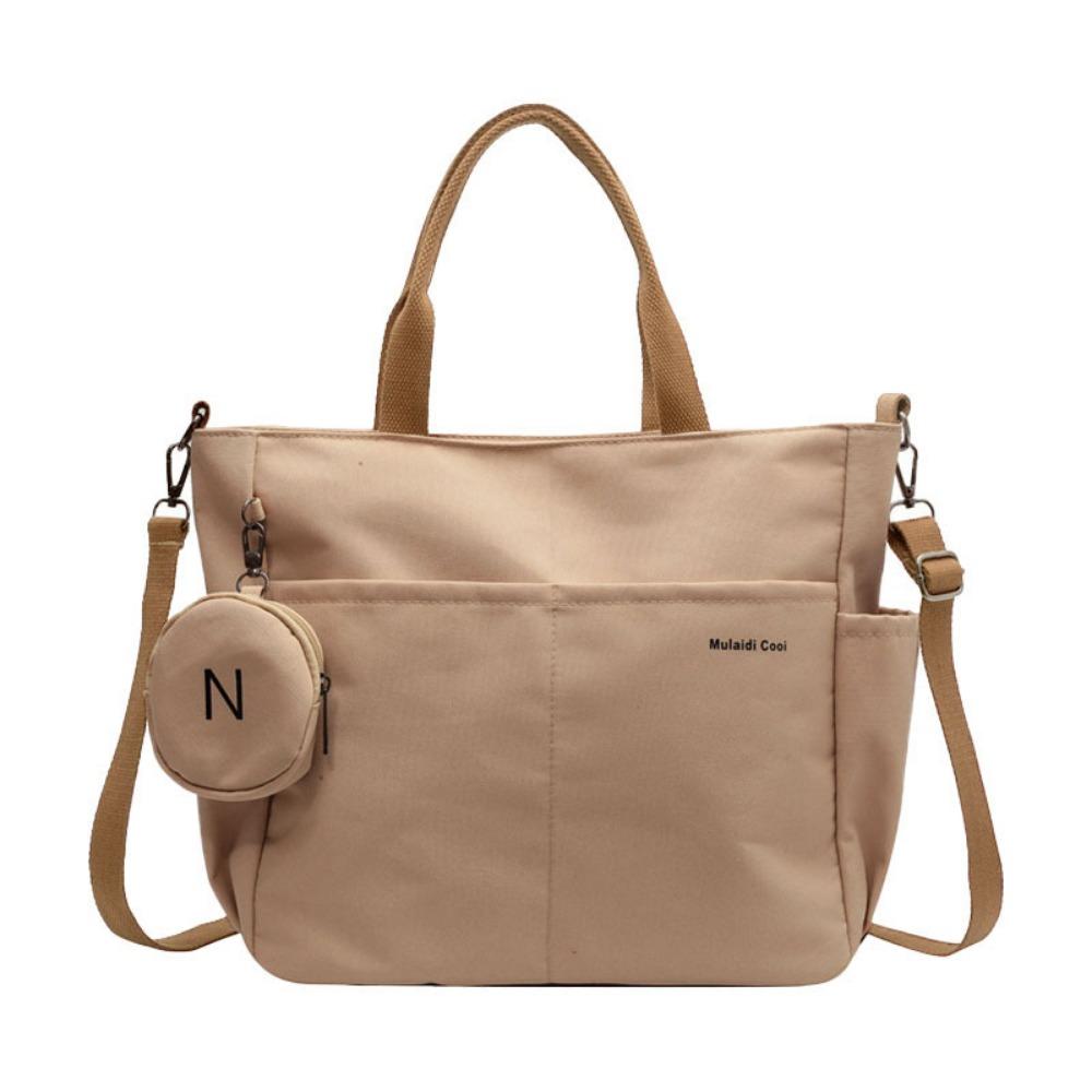Large Capacity Oxford Tote Bag Waterproof Lightweight Shoulder Bag with Round Coin Purse Wear Resistant Crossbody Bag Student