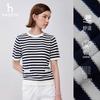 Женский короткорукавный вязаный топ HAZZYS в полоску color-block