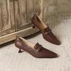 2025 New Retro French Simple Temperament High-end Niche Shoes Fashion Pointed Thin Heel Soft Leather Women's Single Shoes