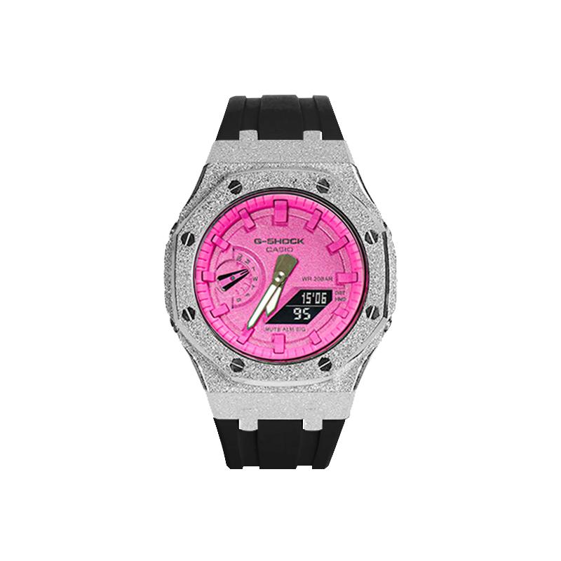 Casio Часы с кварцевым механизмом из специальной коллекции, унисекс, с розовым циферблатом, GA-2100-1A1(Watch8--)