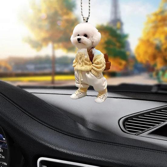 Подвеска в форме собаки, автомобильное подвесное украшение, реалистичное, легко повесить, акриловое рождественское украшение