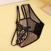 Sexy Women See-through Lace Briefs Mid-rise Seamless Ultra-thin Mesh Embroidery Flower Pattern Bowknot Decor Panties