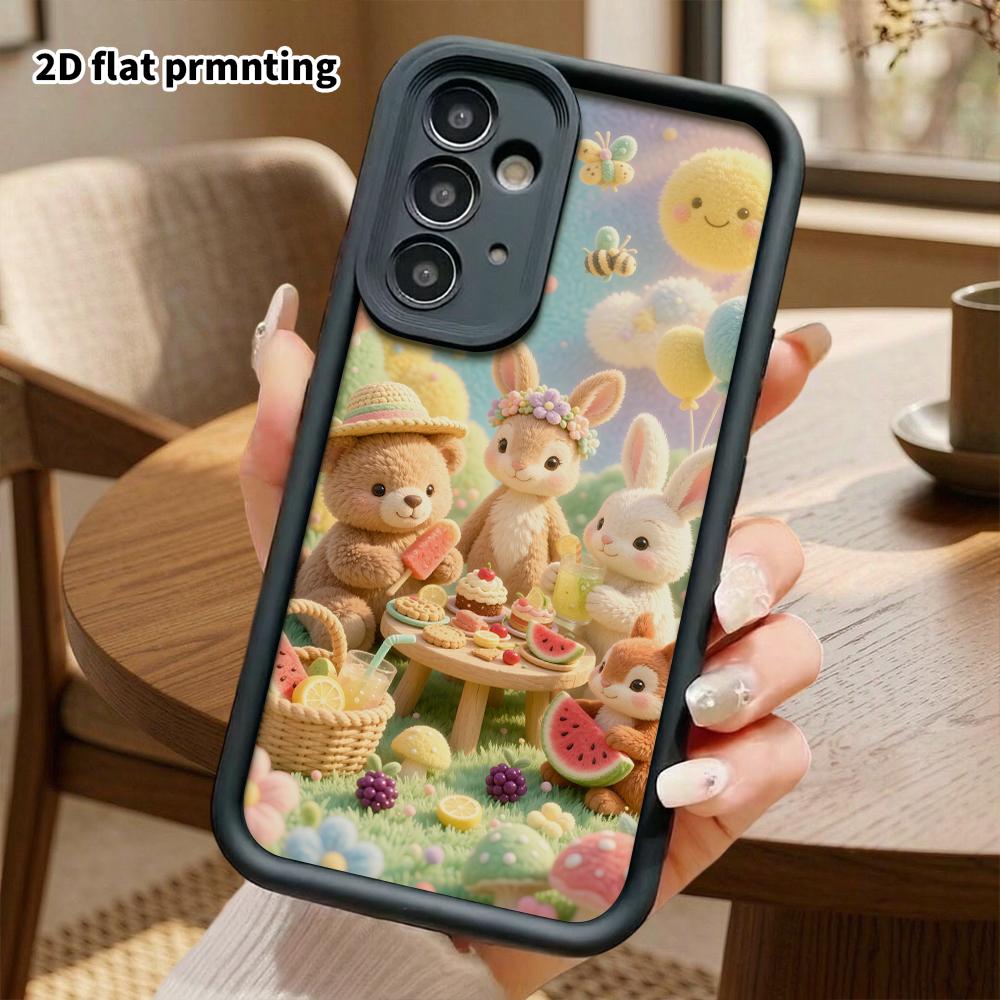 Phone Case: 2D flat, suitable for Samsung Galaxy A34 A35 M05 M06 S20 S22 S21 FE Plus 5G protective case, little animals' picnic, perfect Christmas and