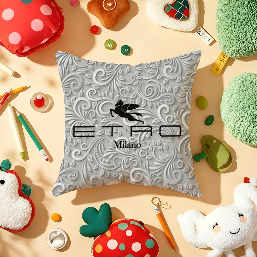 Стильная модная наволочка для подушки E-Etro-O, плюшевая ткань, мягкая, двусторонняя печать, для дивана, теплая, зимний домашний подарок, наволочка