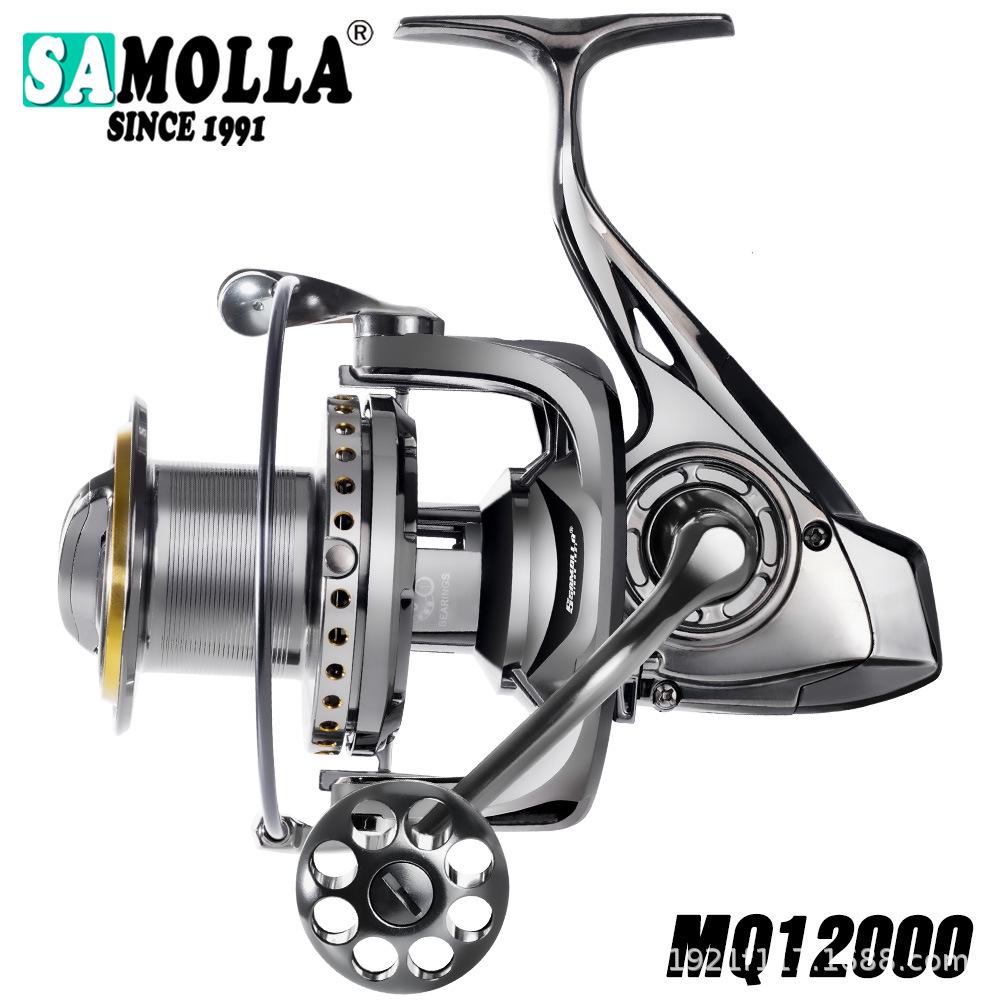 2026 Всеметаллический спиннинговый катушка для дальнего заброса с плотной 28-рядной укладкой лески, двухштоковой конструкцией и ручкой из ЧПУ для ловли крупной рыбы.