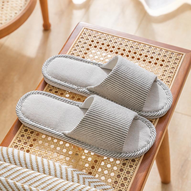 Льняные тапочки женские весенне-осенние на четыре сезона домашние хлопково-льняные домашние нескользящие летние мужские для пары